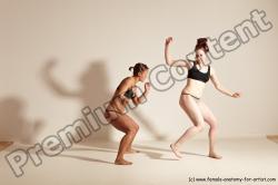 Underwear Martial art Woman - Woman White Moving poses Athletic medium brown Dynamic poses Academic