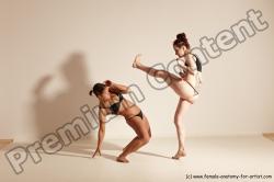 Underwear Martial art Woman - Woman White Moving poses Athletic medium brown Dynamic poses Academic