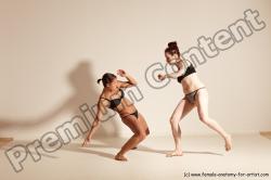 Underwear Martial art Woman - Woman White Moving poses Athletic medium brown Dynamic poses Academic