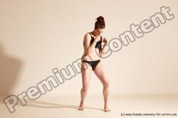 Underwear Martial art Woman White Moving poses Slim medium brown Dynamic poses Academic