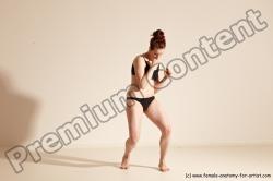 Underwear Martial art Woman White Moving poses Slim medium brown Dynamic poses Academic