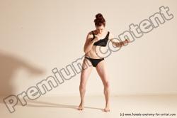 Underwear Martial art Woman White Moving poses Slim medium brown Dynamic poses Academic