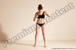 Underwear Martial art Woman White Moving poses Slim medium brown Dynamic poses Academic