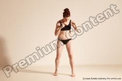 Underwear Martial art Woman White Moving poses Slim medium brown Dynamic poses Academic