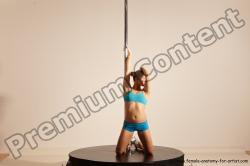 Underwear Gymnastic poses Woman White Moving poses Slim long blond Dynamic poses Academic