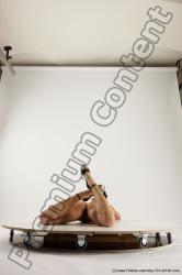 Nude Woman White Laying poses - ALL Slim Laying poses - on stomach long brown Multi angle poses Pinup