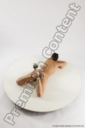 Nude Woman White Laying poses - ALL Slim Laying poses - on stomach long brown Multi angle poses Pinup