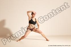 Underwear Martial art Woman White Moving poses Average long colored Dynamic poses Academic