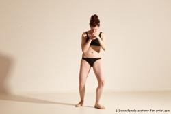 Underwear Martial art Woman White Moving poses Average long brown Dynamic poses Academic