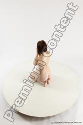 Nude Woman White Kneeling poses - ALL Slim Kneeling poses - on both knees medium brown Multi angle poses Pinup