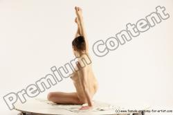 Nude Gymnastic poses Woman White Slim long brown Multi angle poses Pinup