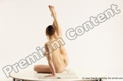 Nude Gymnastic poses Woman White Slim long brown Multi angle poses Pinup