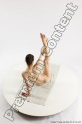 Nude Gymnastic poses Woman White Slim long brown Multi angle poses Pinup