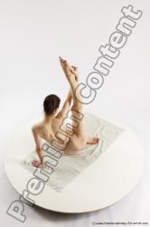 Nude Gymnastic poses Woman White Slim long brown Multi angle poses Pinup