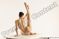 Nude Gymnastic poses Woman White Slim long brown Multi angle poses Pinup