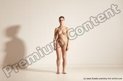 Nude Woman White Slim long brown Dancing Dynamic poses Pinup