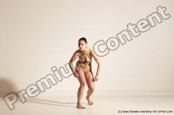 Nude Woman White Slim long brown Dancing Dynamic poses Pinup