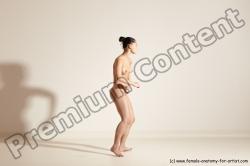 Nude Woman White Slim long brown Dancing Dynamic poses Pinup