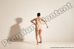 Nude Woman White Slim long brown Dancing Dynamic poses Pinup