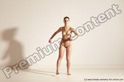 Nude Woman White Slim long brown Dancing Dynamic poses Pinup