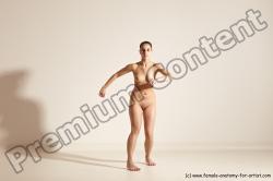 Nude Woman White Slim long brown Dancing Dynamic poses Pinup