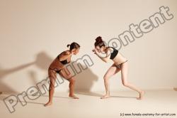 Underwear Martial art Woman - Woman White Moving poses Athletic medium brown Dynamic poses Academic