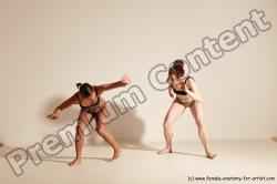 Underwear Martial art Woman - Woman White Moving poses Athletic medium brown Dynamic poses Academic