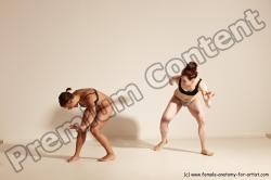 Underwear Martial art Woman - Woman White Moving poses Athletic medium brown Dynamic poses Academic