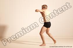 Underwear Martial art White Moving poses Slim short blond Dynamic poses