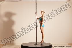 Underwear Gymnastic poses Woman White Moving poses Slim long blond Dynamic poses Academic