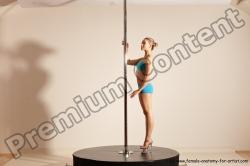 Underwear Gymnastic poses Woman White Moving poses Slim long blond Dynamic poses Academic