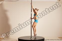 Underwear Gymnastic poses Woman White Moving poses Slim long blond Dynamic poses Academic