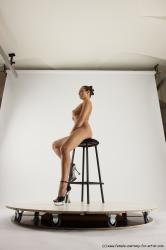 Nude Woman White Sitting poses - ALL Slim long brown Sitting poses - simple Multi angle poses Pinup