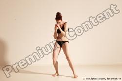 Underwear Martial art Woman White Moving poses Average long brown Dynamic poses Academic