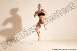 Underwear Martial art Woman White Moving poses Average long colored Dynamic poses Academic