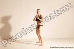 Underwear Martial art Woman White Moving poses Average long colored Dynamic poses Academic