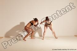 Underwear Martial art Woman - Woman White Moving poses Athletic medium brown Dynamic poses Academic