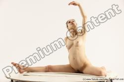 Nude Gymnastic poses Woman White Slim long brown Multi angle poses Pinup