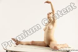 Nude Gymnastic poses Woman White Slim long brown Multi angle poses Pinup