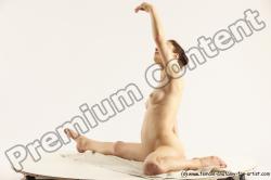 Nude Gymnastic poses Woman White Slim long brown Multi angle poses Pinup