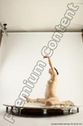 Nude Gymnastic poses Woman White Slim long brown Multi angle poses Pinup