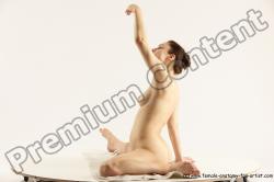 Nude Gymnastic poses Woman White Slim long brown Multi angle poses Pinup