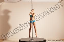 Underwear Gymnastic poses Woman White Moving poses Slim long blond Dynamic poses Academic