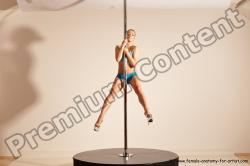 Underwear Gymnastic poses Woman White Moving poses Slim long blond Dynamic poses Academic