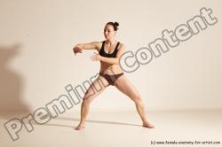 Underwear Martial art Woman White Moving poses Average long colored Dynamic poses Academic