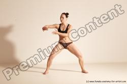 Underwear Martial art Woman White Moving poses Average long colored Dynamic poses Academic