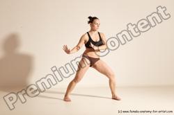 Underwear Martial art Woman White Moving poses Average long colored Dynamic poses Academic