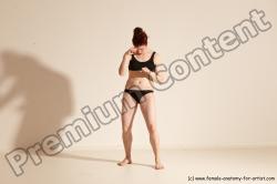 Underwear Martial art Woman White Moving poses Average long brown Dynamic poses Academic