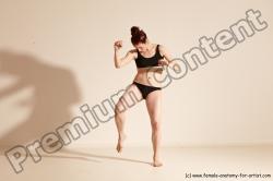 Underwear Martial art Woman White Moving poses Average long brown Dynamic poses Academic