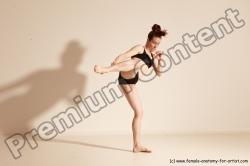 Underwear Martial art Woman White Moving poses Average long brown Dynamic poses Academic